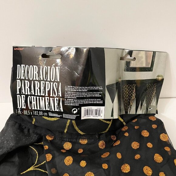 Amscan Black Spiderweb Polkadot Glitter Halloween Mantle Scarf 32.5 x 72 Inch - Picture 7 of 13